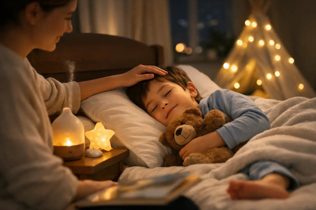 Rutina nocturna relajante para niños en casa